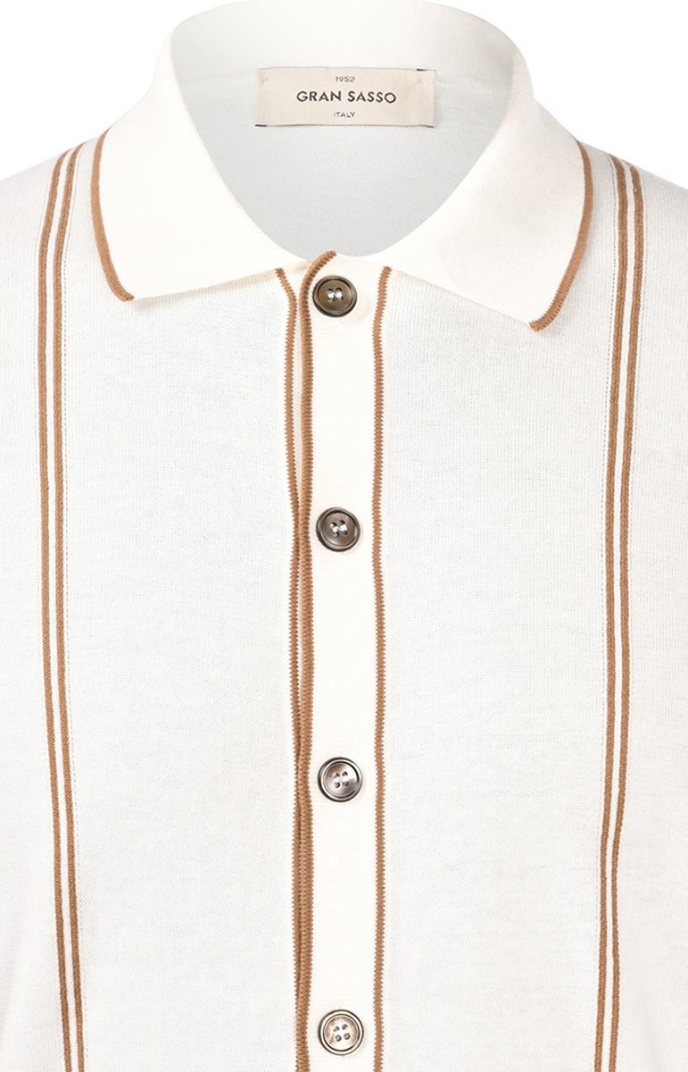 Camicia in maglia a righe cotone organico bianco marrone 59135/18041 005 GRAN SASSO 