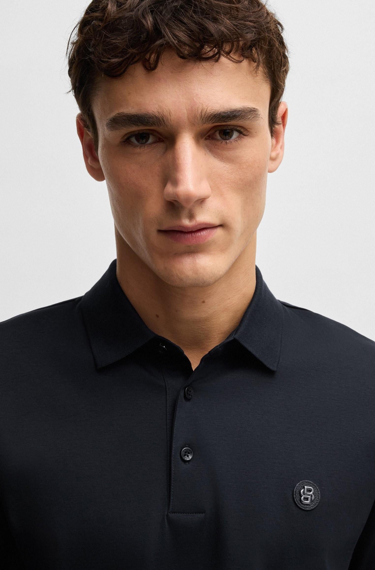 Polo in cotone mercerizzato con doppio monogramma 50520297 404 BOSS 