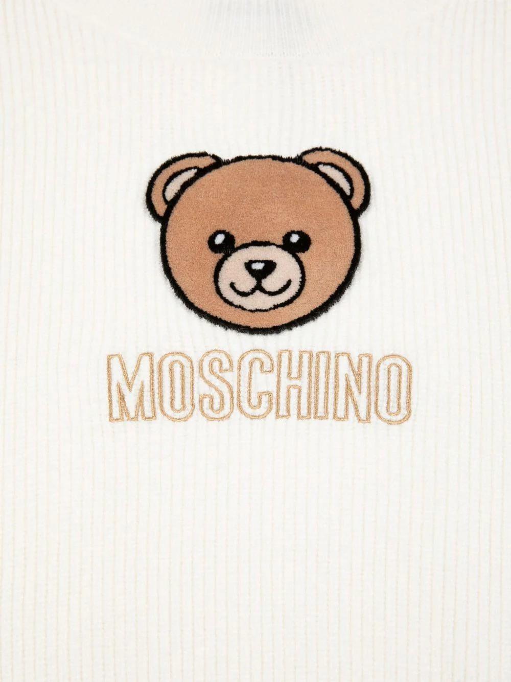 Maglione con ricamo con motivo orsetto HDW02ALHE77 10063 MOSCHINO KID 