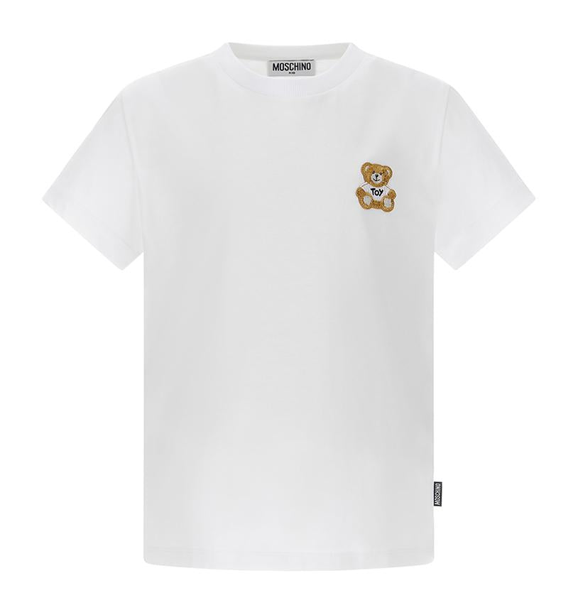 T-shirt in cotone con applicazione Teddy Bear H5M04KLAA02 10101 MOSCHINO KID 