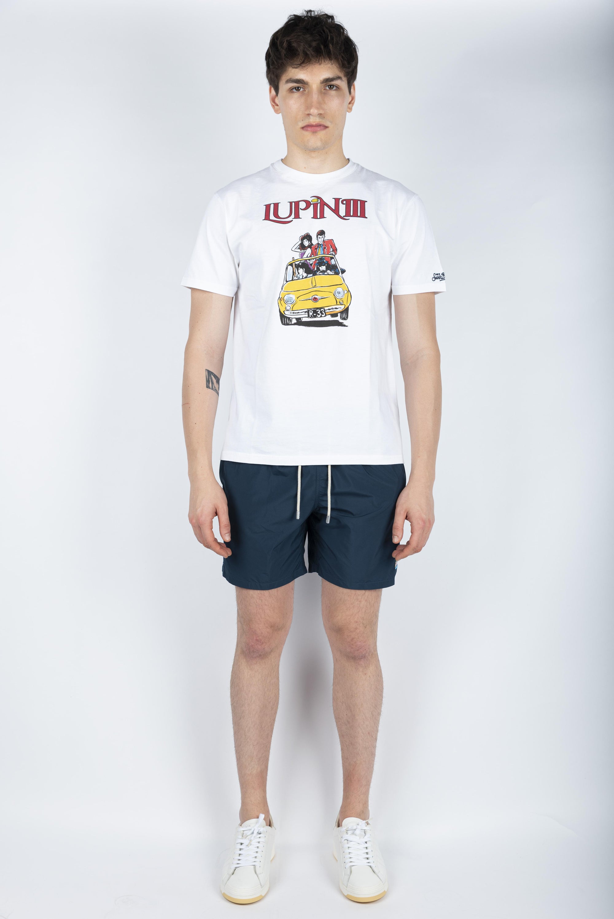 T-shirt in cotone con ricamo Lupin III bianco Special Edition TSHM001 05385H MC2 SAINT BARTH 