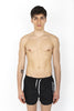 Black midi swim boxer with white side logo