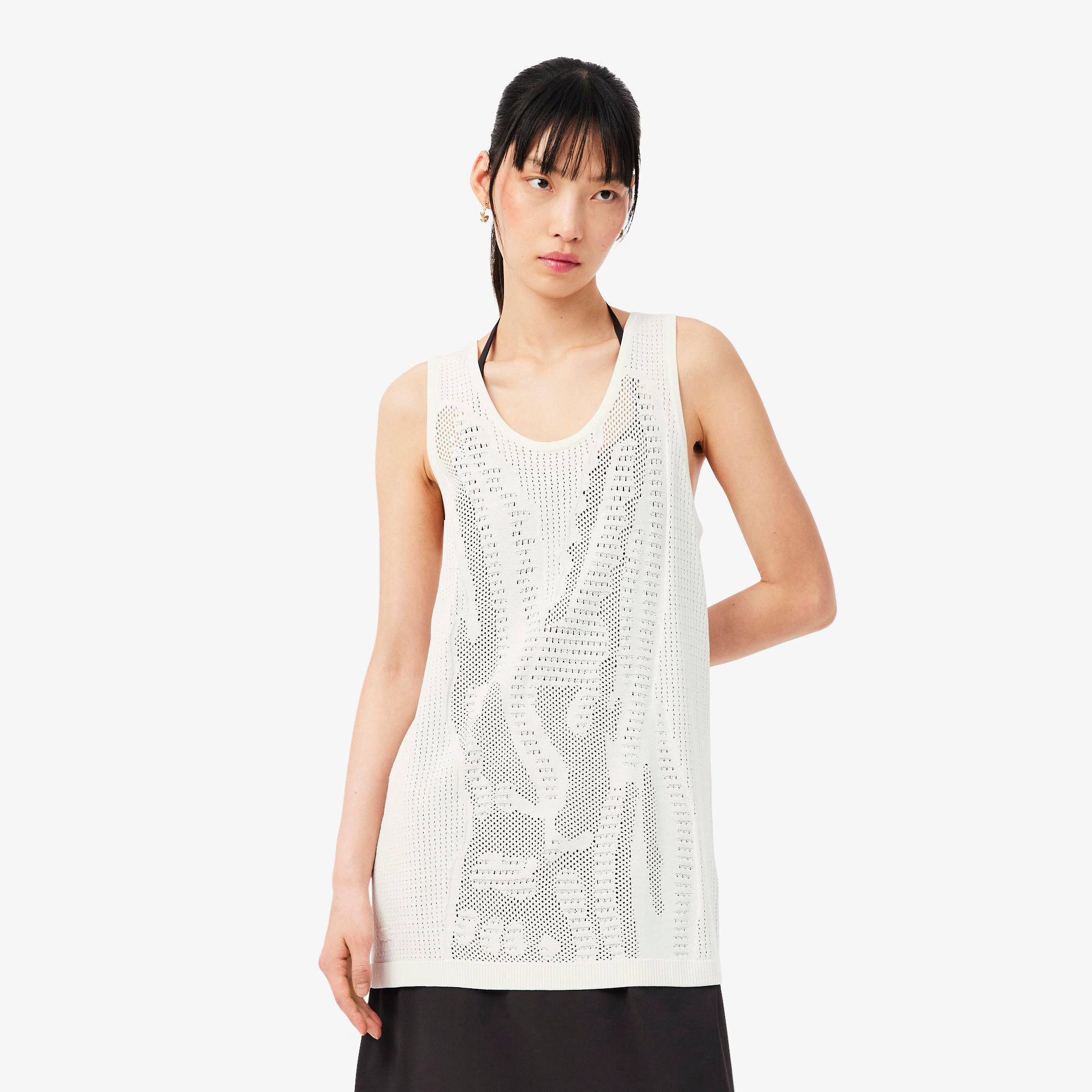 Canotta in mesh lavorata all'uncinetto AF9854 70V LACOSTE 