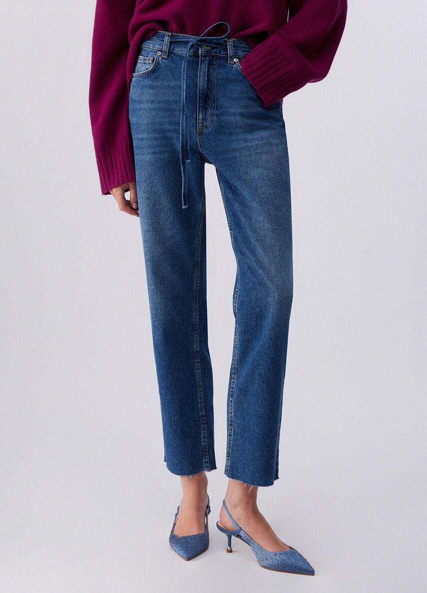 Jeans straight con cintura UA6249D0244 79022 LIU JO BLUE DENIM 