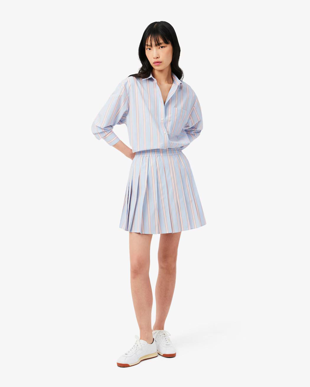 Gonna corta in popeline a pieghe rigate JF0250 48C LACOSTE 