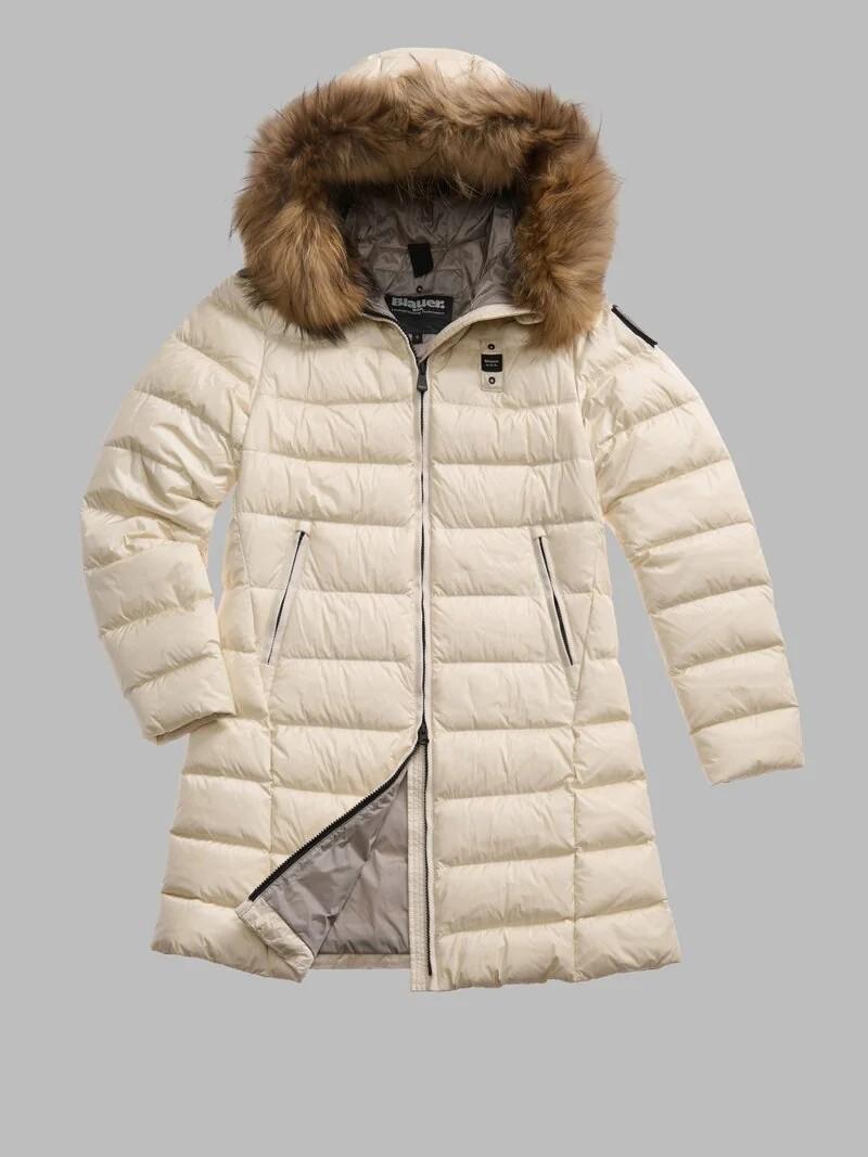 Piumino lungo con pelliccia kristin 25WBLDK03103 907GG BLAUER 