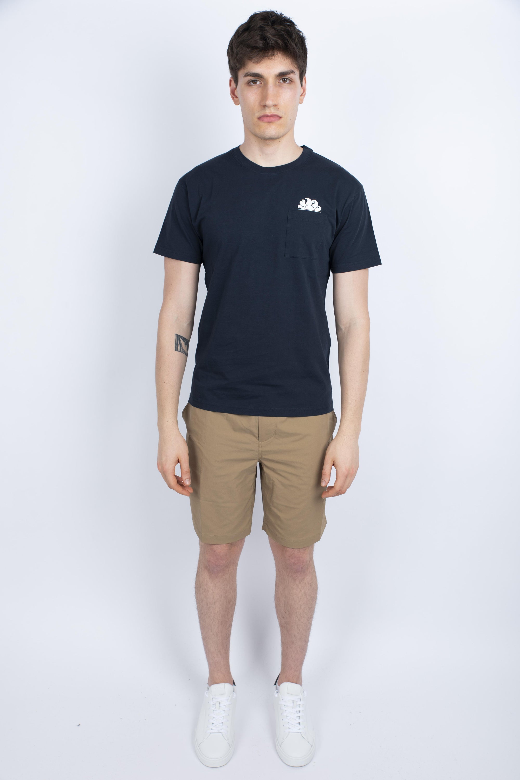 T-shirt con tasca navy M609TEJ7800 00701 SUNDEK 