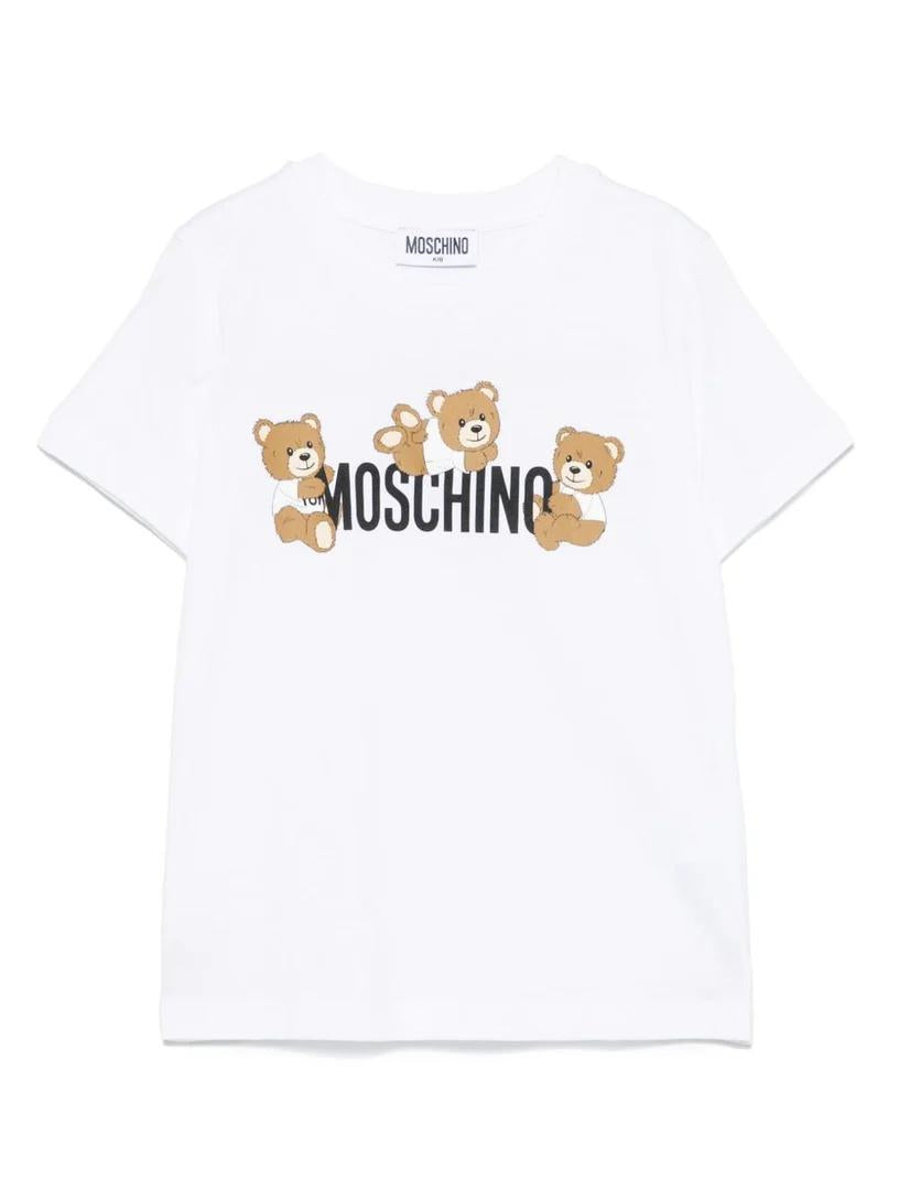 T-shirt con stampa logo Teddy Bear HUM059LAA23 10101A MOSCHINO KID 