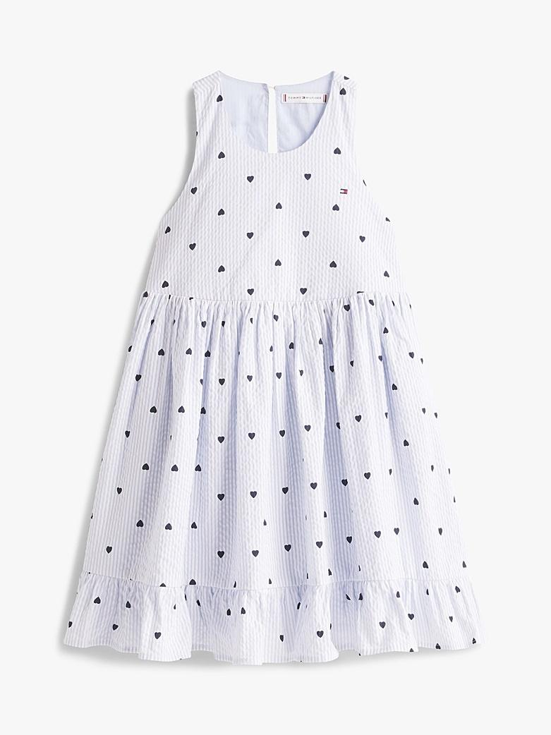 Vestito senza maniche in seersucker a cuori KG0KG08570T C1O TOMMY HILFIGER 