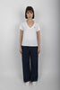 Maglietta in jersey con scollo a V bianco