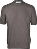 T-shirt in maglia con collo a coste grigio