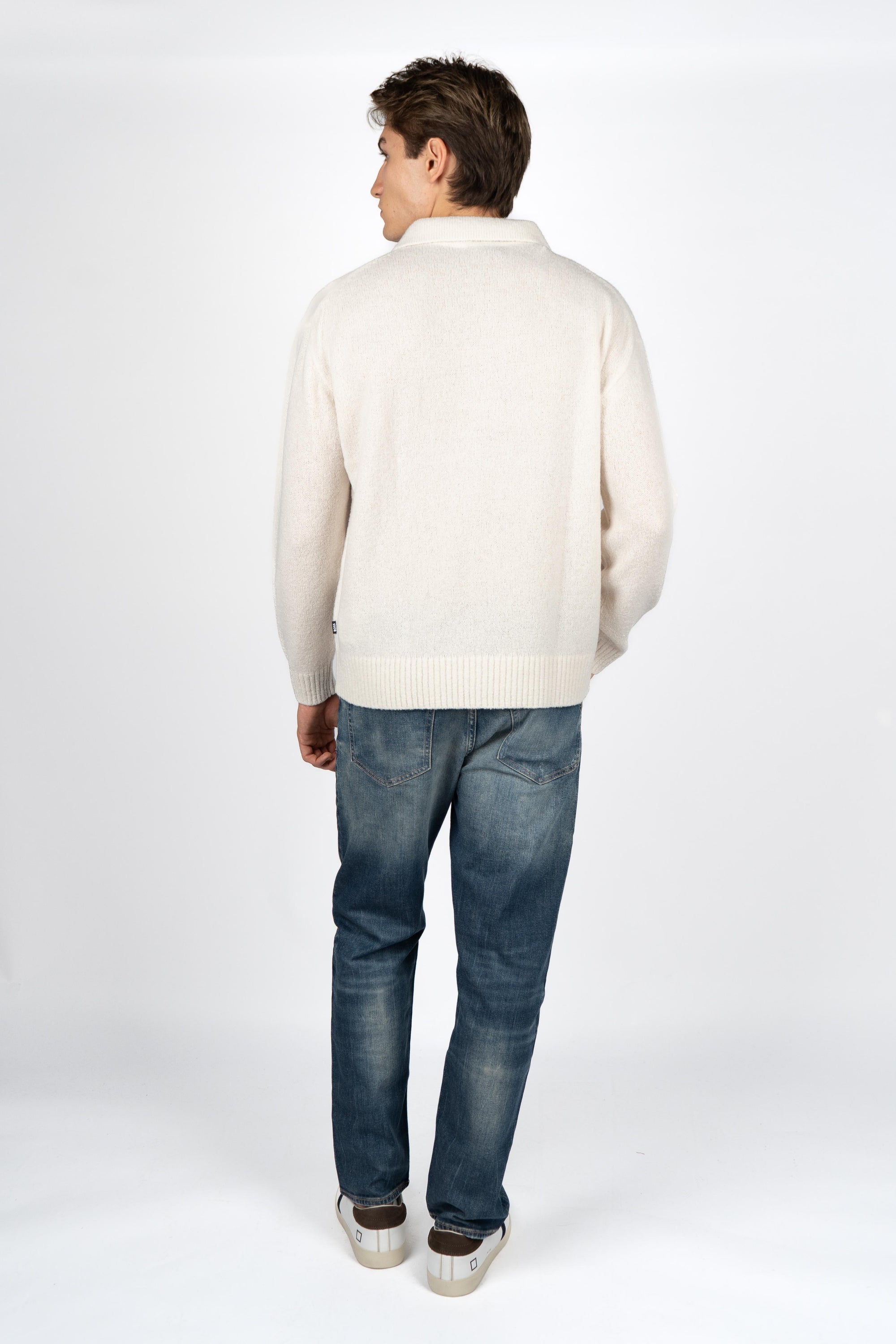 Maglione in lana vergine con colletto polo 50549990 131 BOSS 