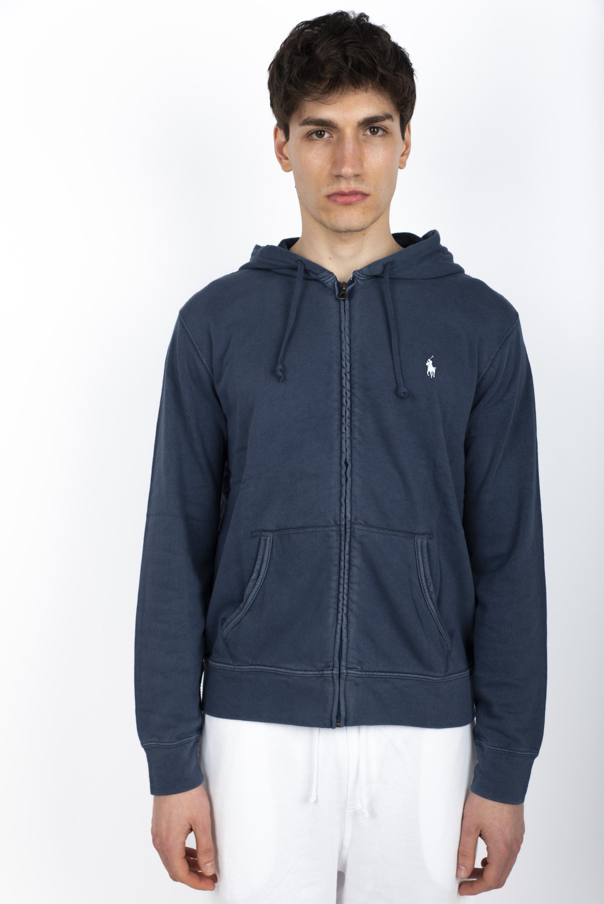 Felpa navy in spugna spa con cappuccio 710706348 011 POLO RALPH LAUREN 