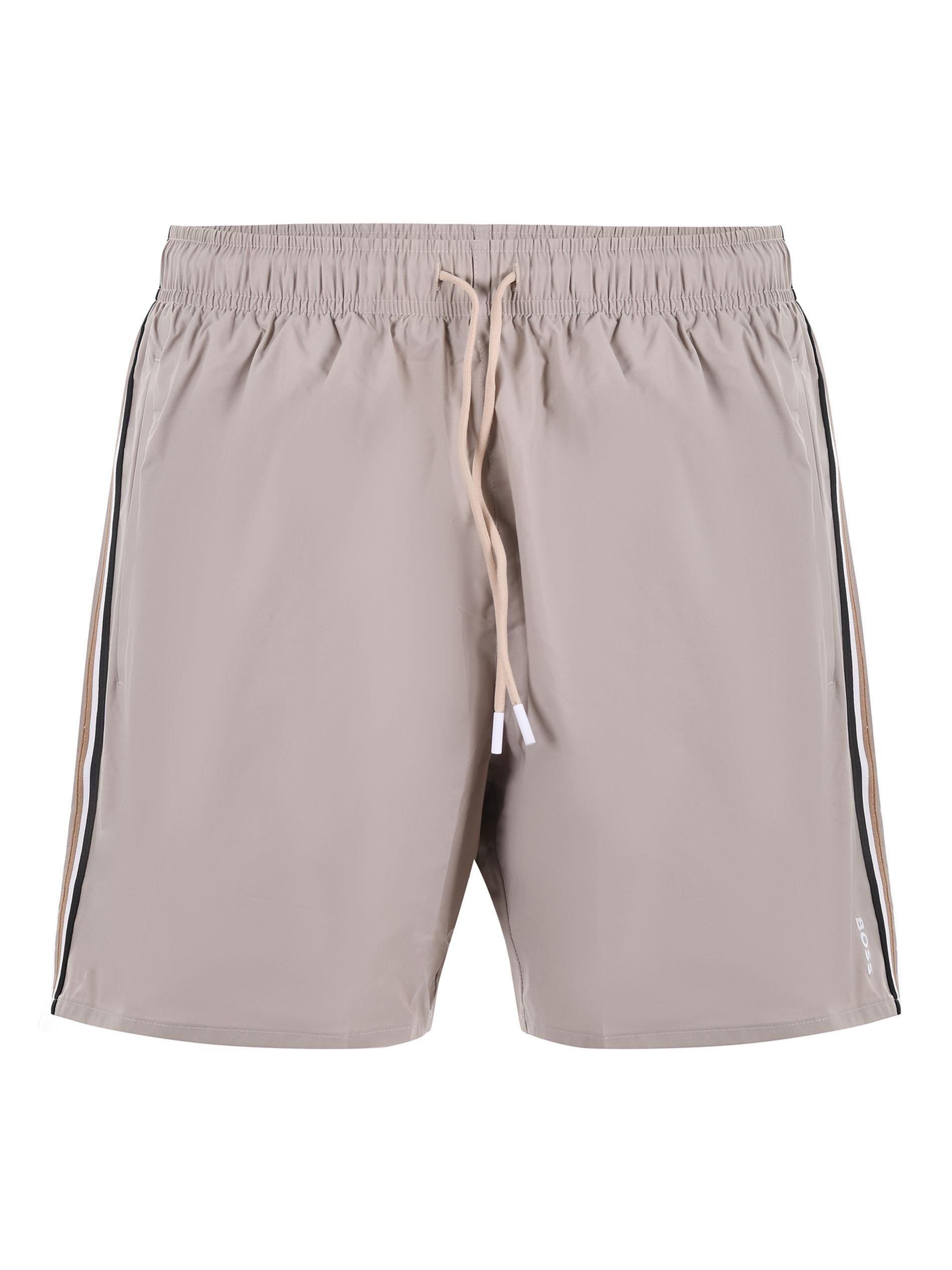Boxer da mare con righe tipiche del marchio e logo 50491594 274 BOSS 