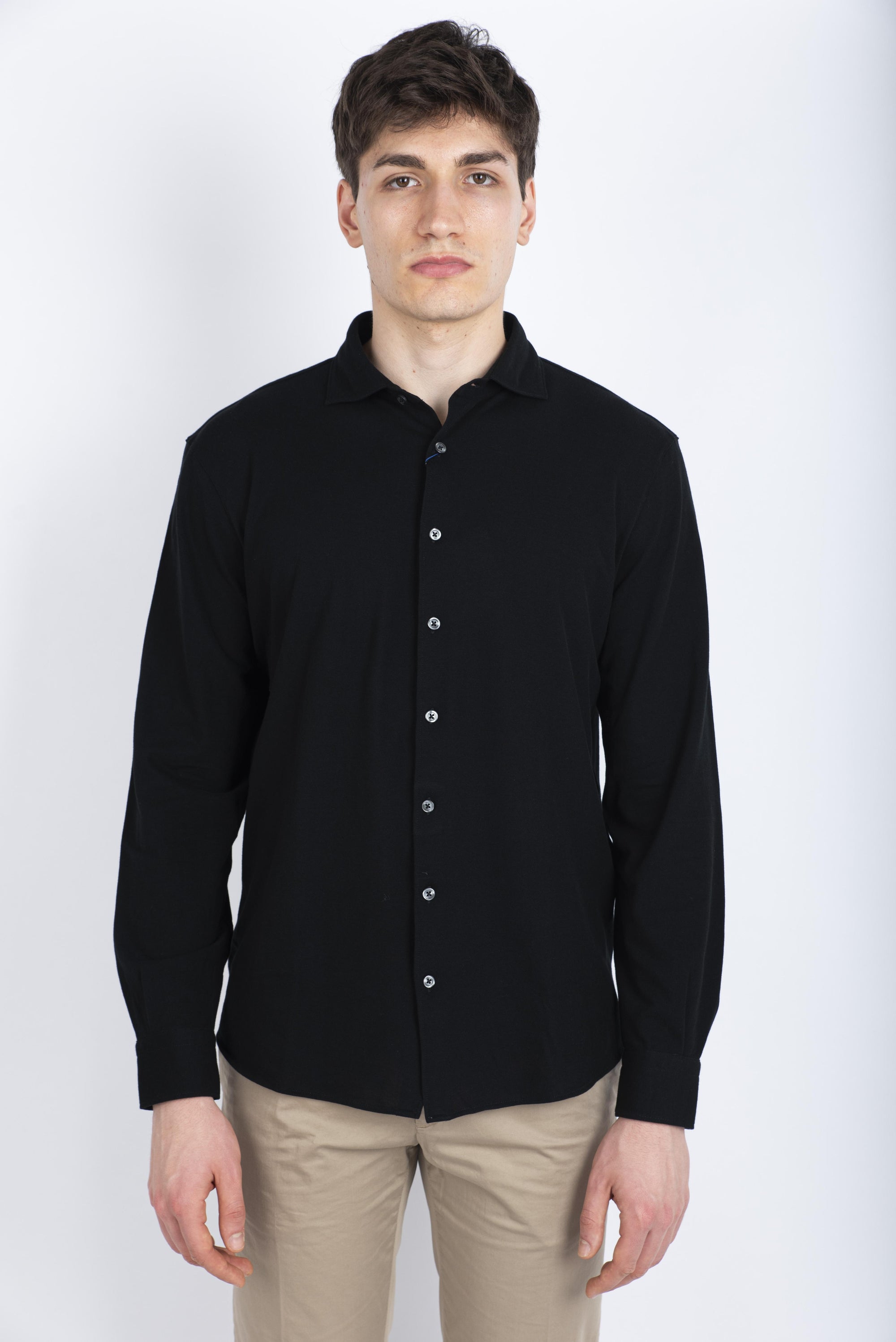 Camicia in piquet nero 60120/81402 099 GRAN SASSO 