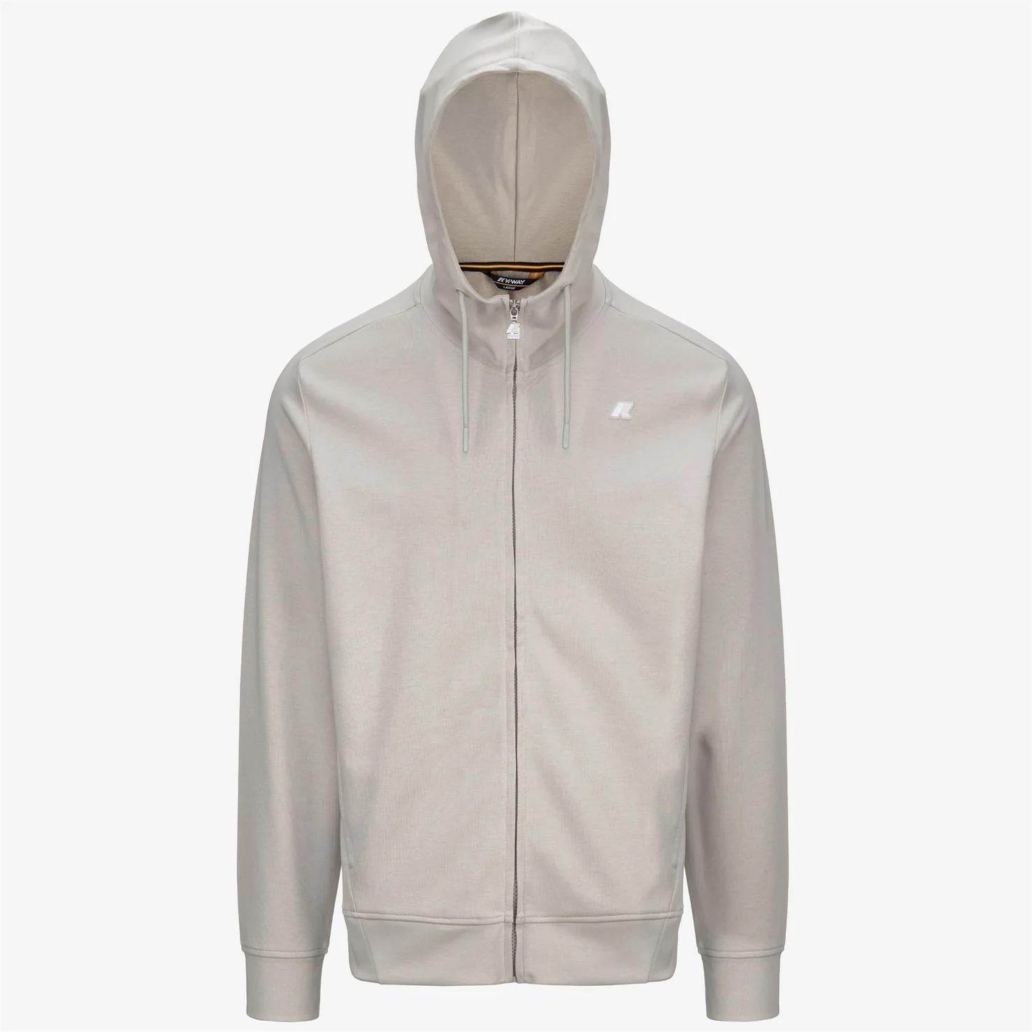 Giacca in pile athleisure da uomo beige con cappuccio K31367W 634 K-WAY 