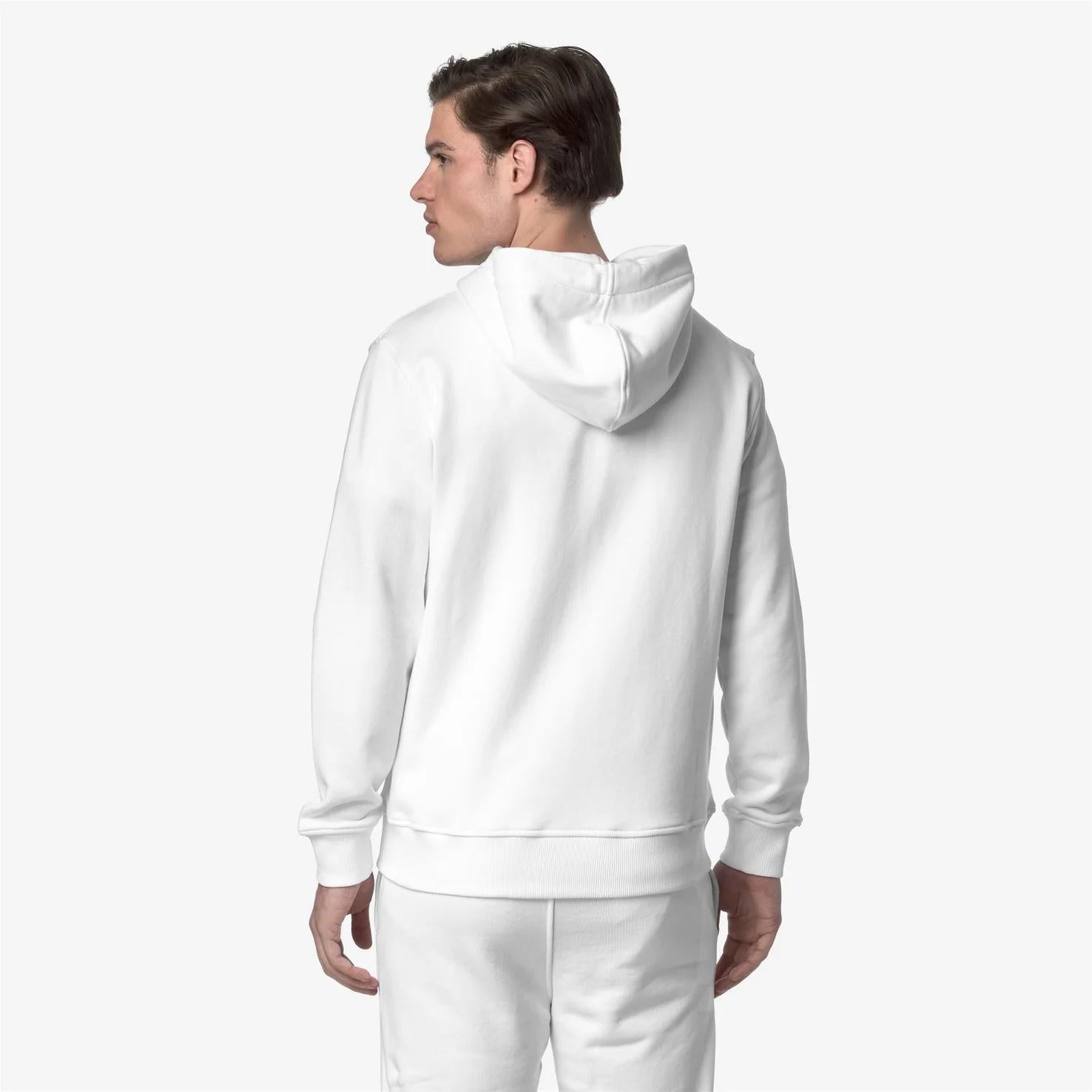 Giacca in pile casual da uomo bianco con cappuccio regolabile K31364W 001 K-WAY 