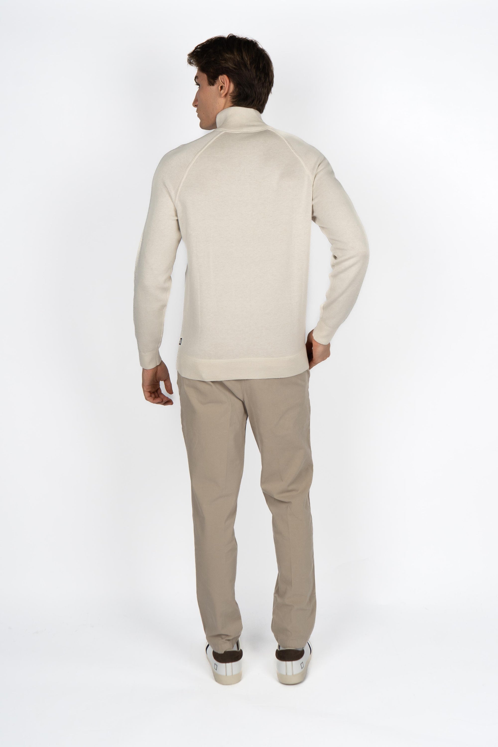 Cardigan in cotone e lana vergine con zip 50543150 131 BOSS 