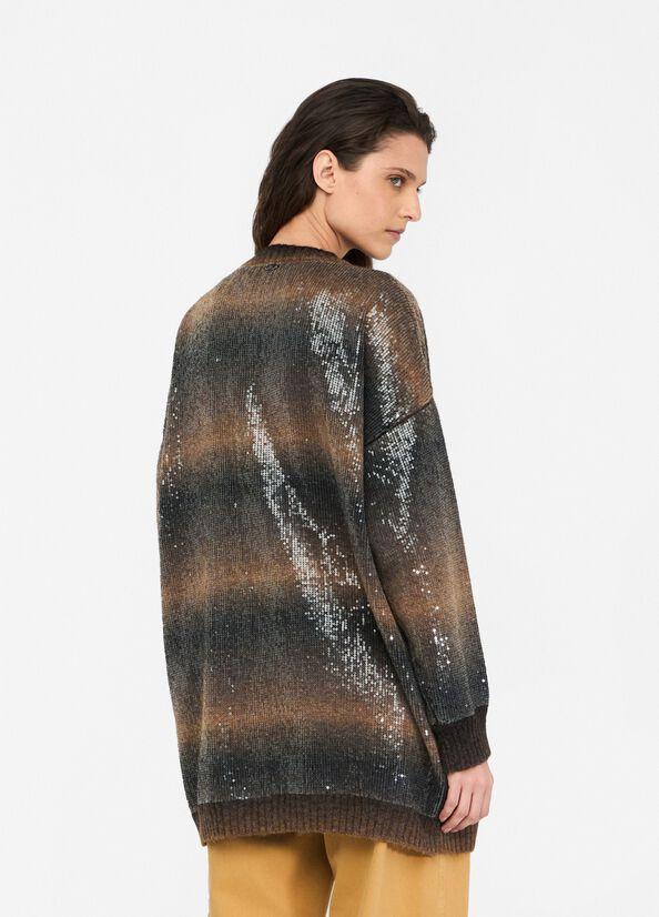 Cardigan lungo con paillettes MF5248MA14R S9472 LIU JO WHITE2 