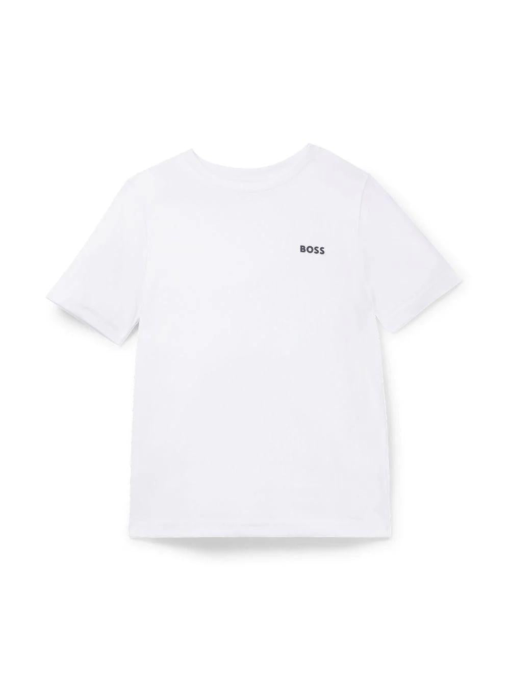 T-shirt da bambino Boss Kids bianca con stampa con logo J25P23 10PB BOSS 
