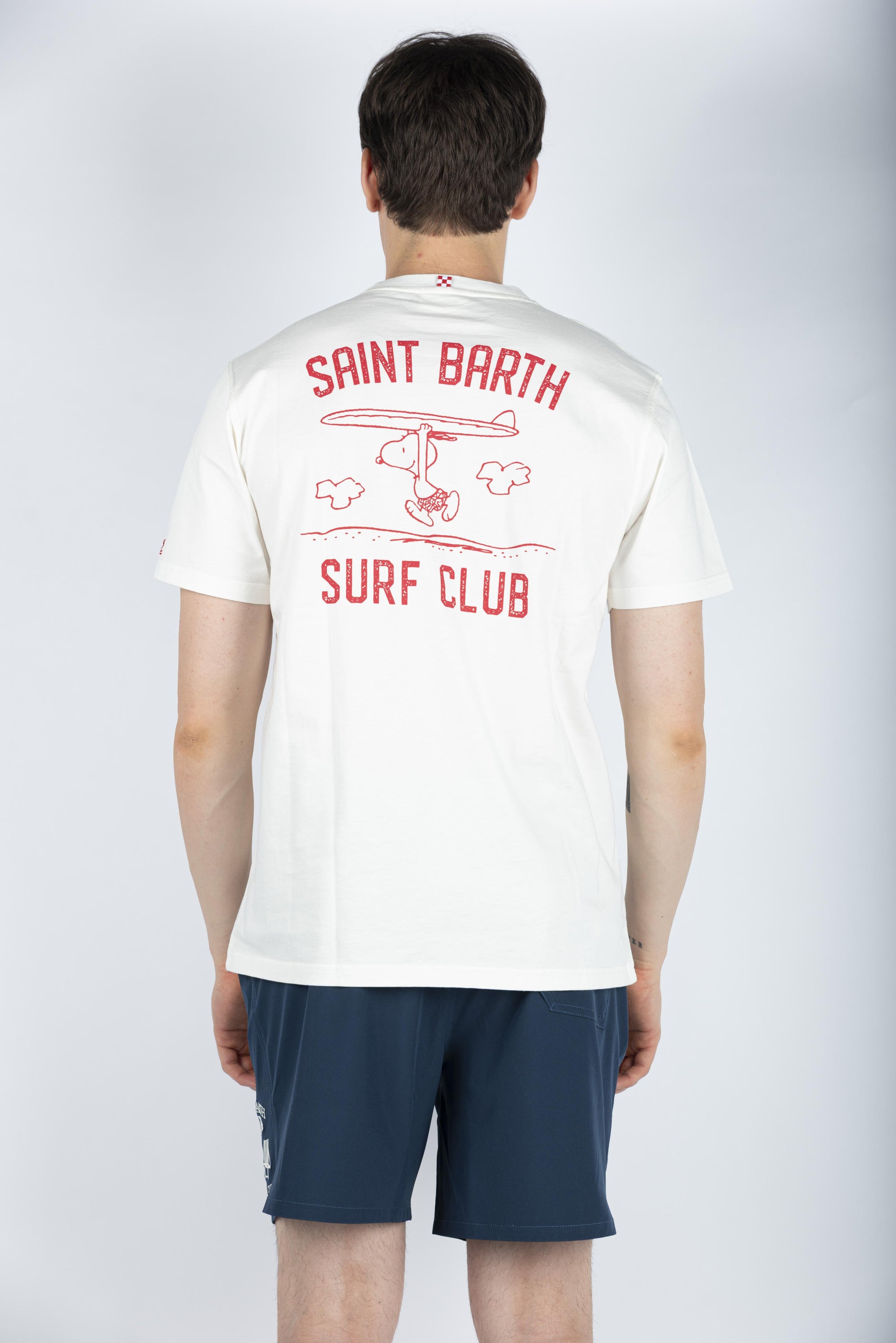 T-shirt in cotone con ricamo Saint Barth Surf Club bianco Special Edition TSHM001 02577H MC2 SAINT BARTH 