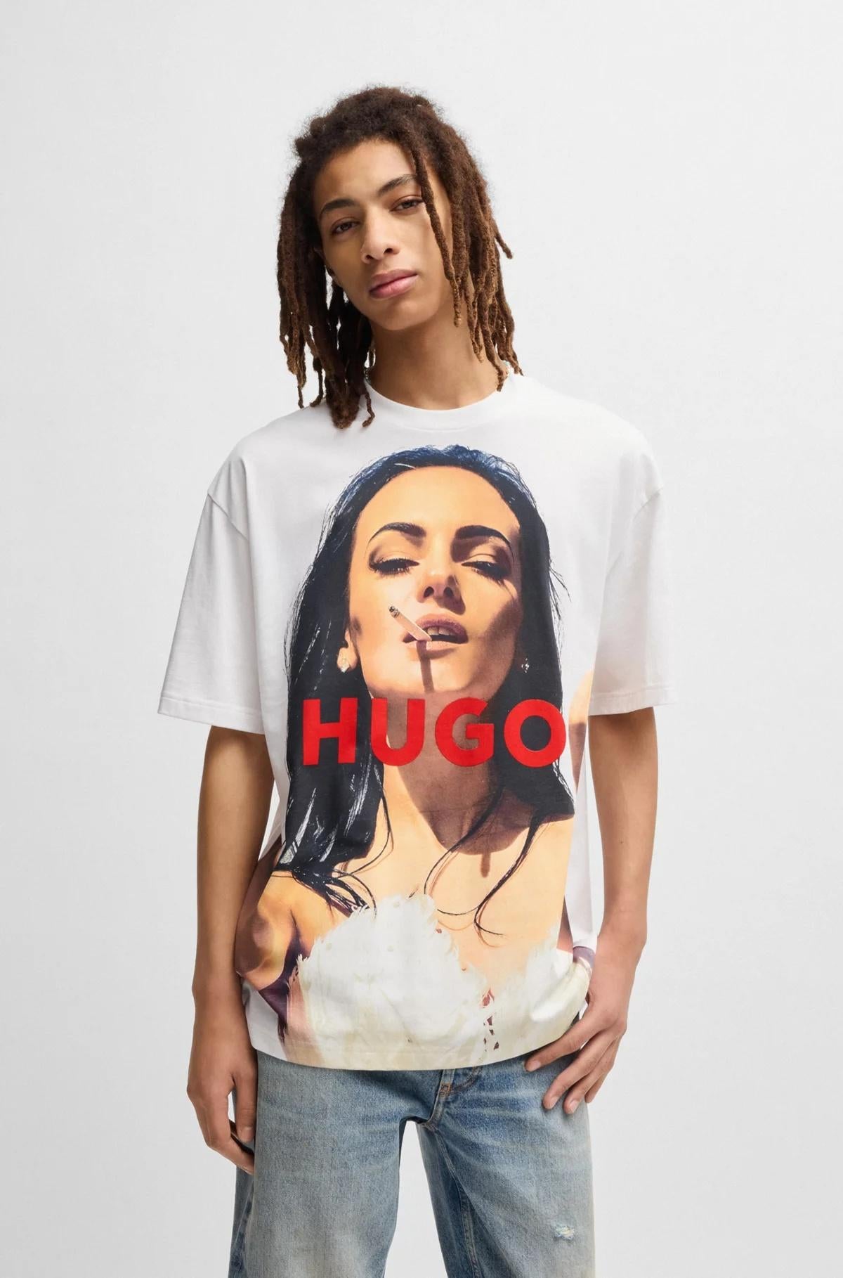 Camicia oversize in cotone con stampa ad alto impatto 50535314 100 HUGO 