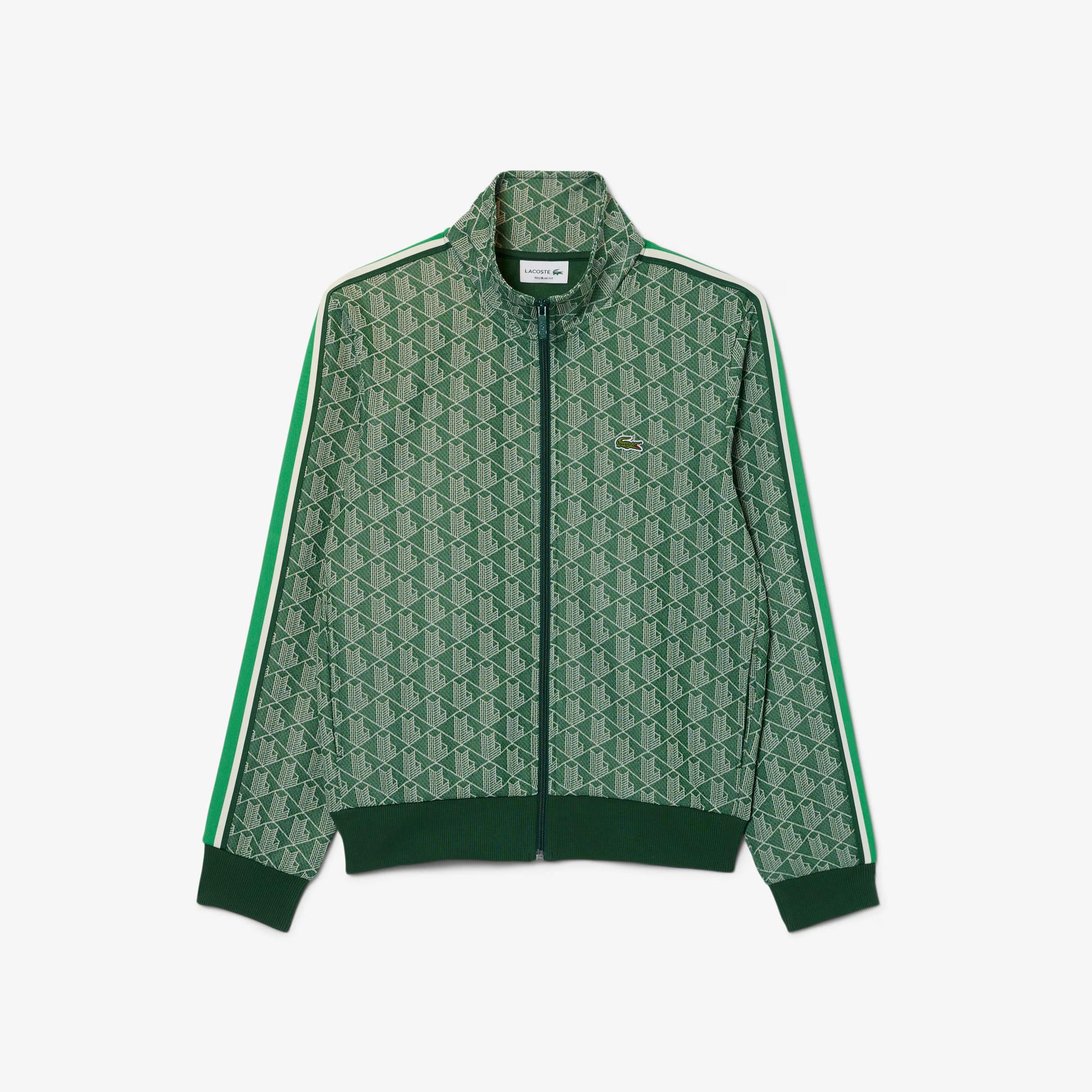 Felpa in jacquard monogrammata con zip SH1368 HEI LACOSTE 