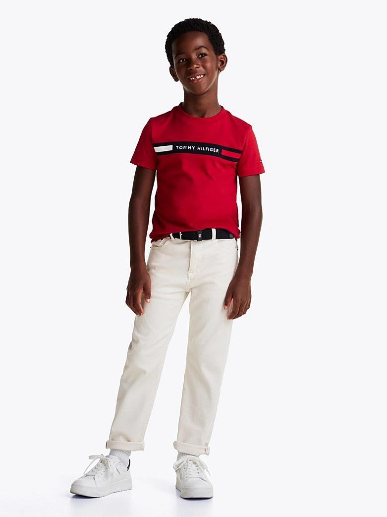 T-shirt con inserto in maglia e logo KB0KB09351T XLD TOMMY HILFIGER 