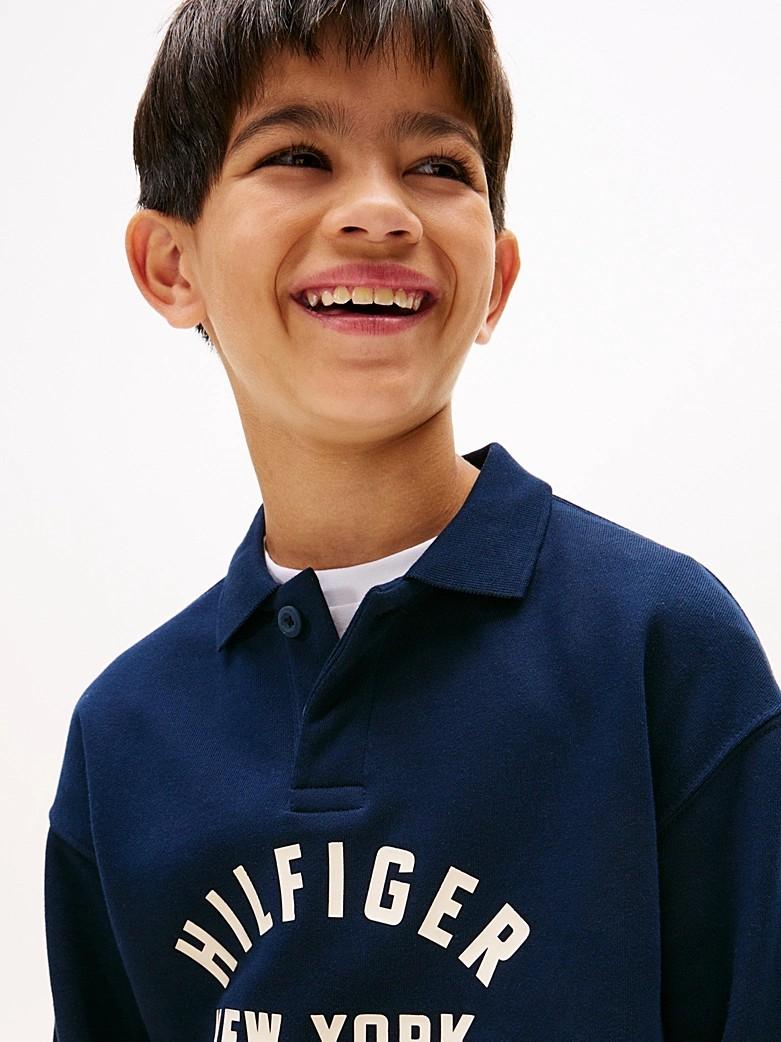 Felpa con colletto a polo e grafica curva KB0KB09805J C1G TOMMY HILFIGER 