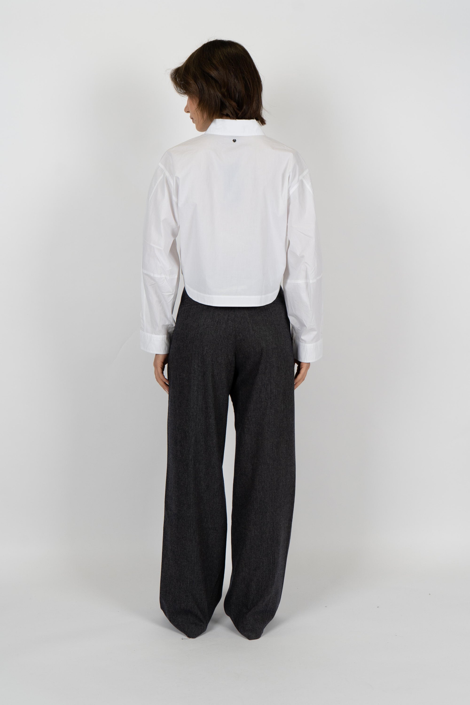 Camicetta tagliata in popelina di cotone 50548402 100 BOSS 