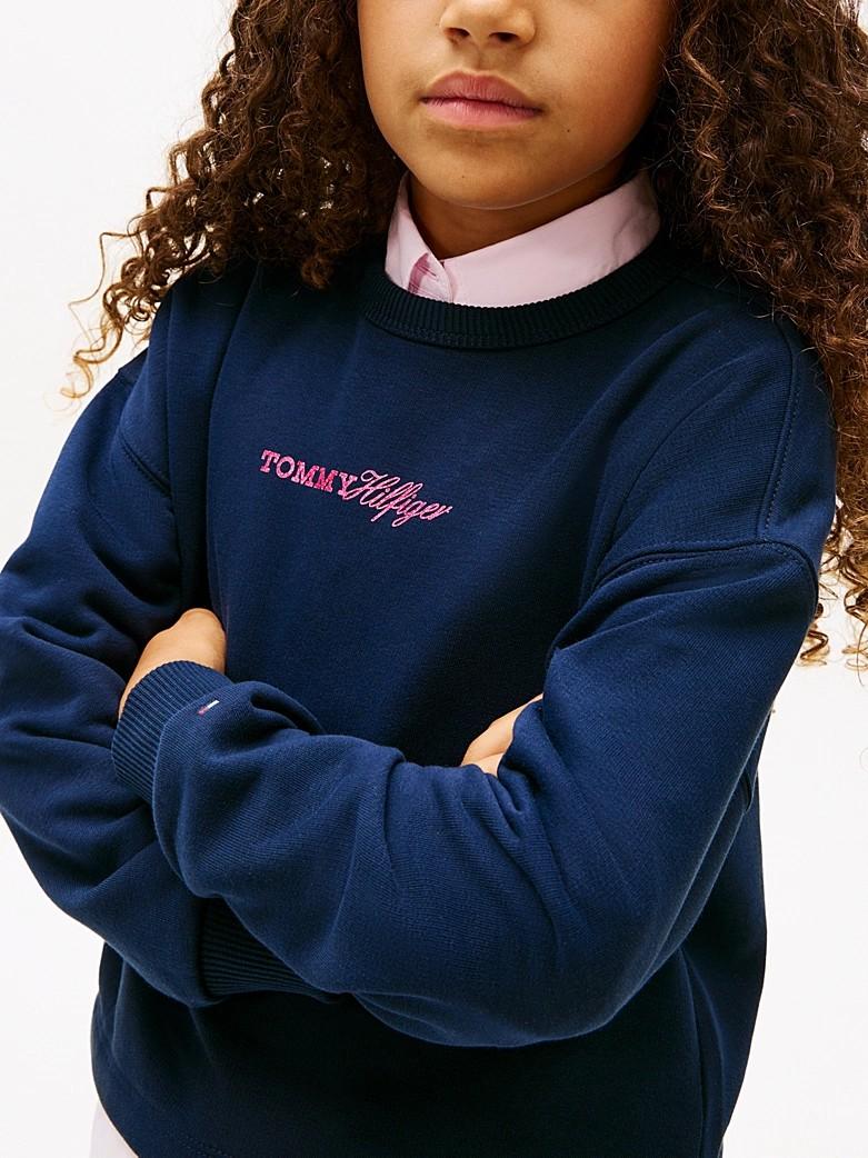 Felpa relaxed fit in spugna con logo glitter KG0KG09128T C1G TOMMY HILFIGER 