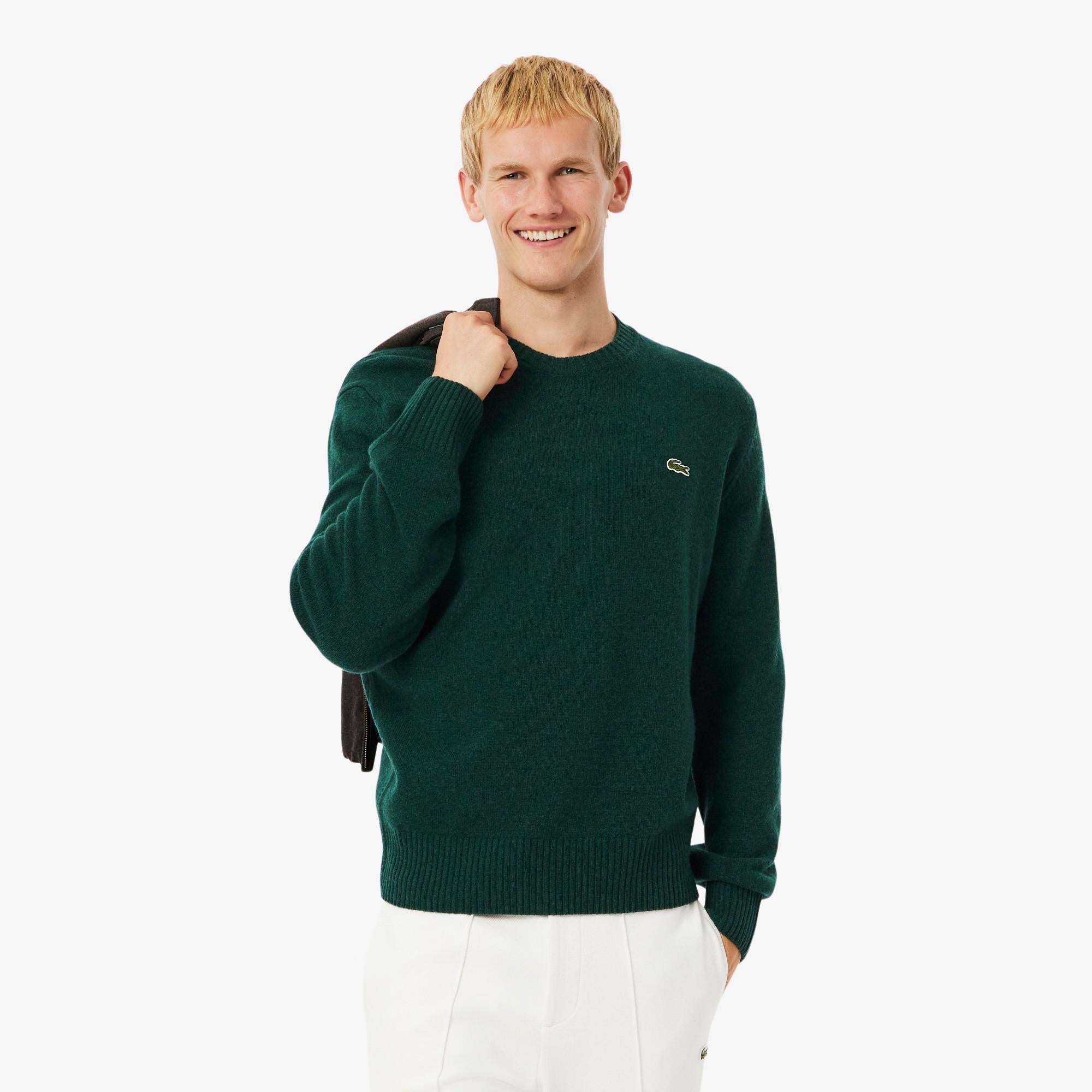 Maglione girocollo in lana cardata AH2916 YZP LACOSTE 