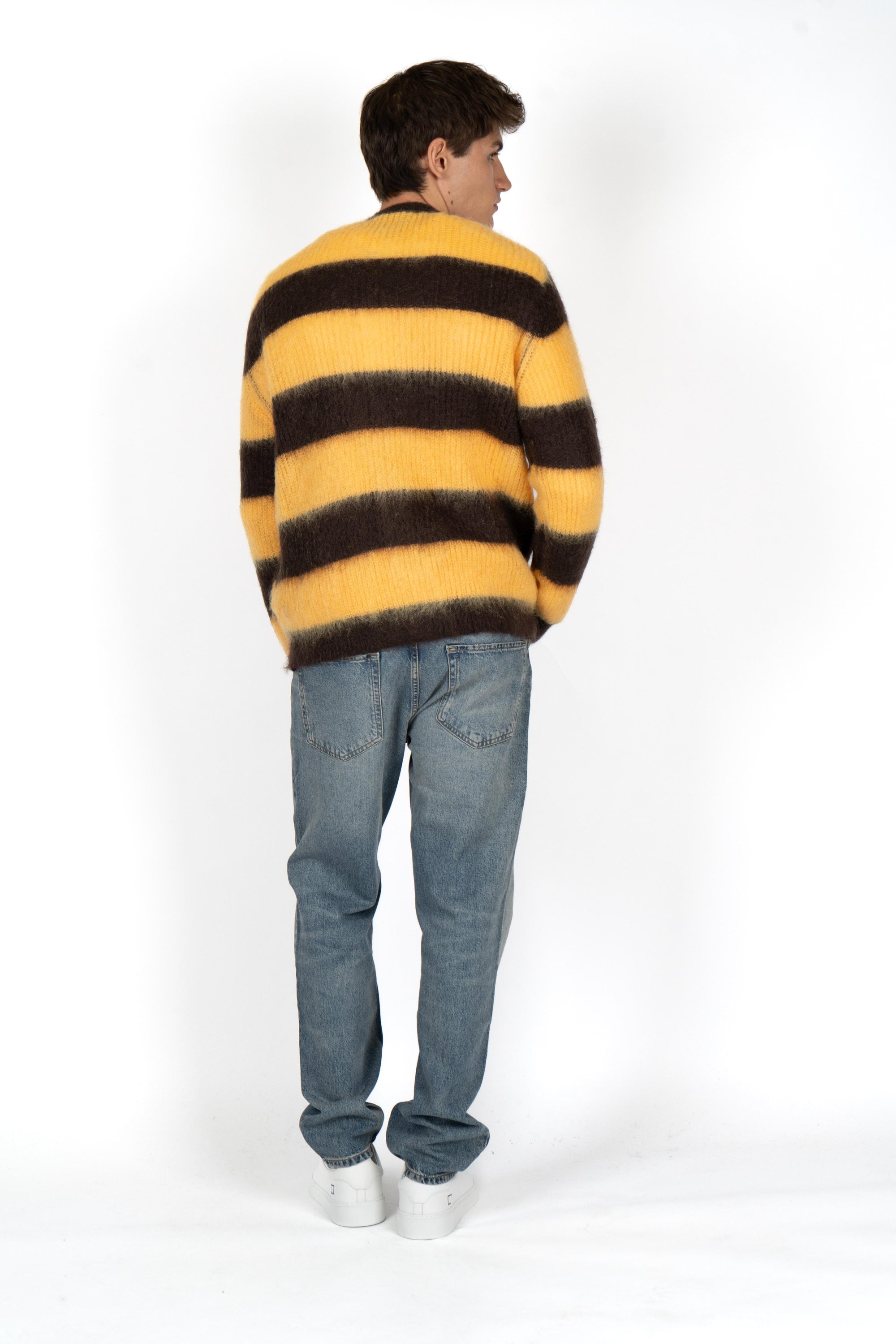 Cardigan con motivo a righe B9F0075 FV448 AMARANTO 