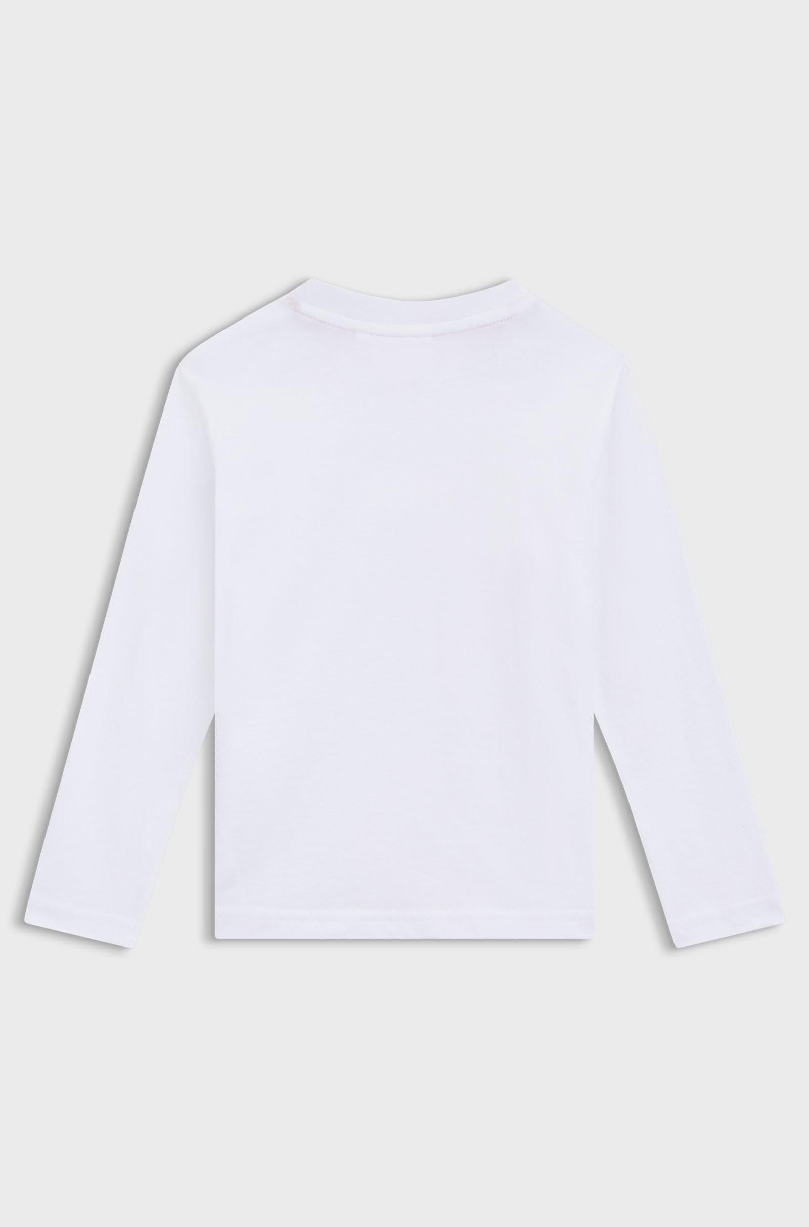 Maglia a maniche lunghe in cotone con logo spezzato G00437 10P HUGO 