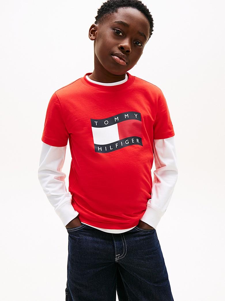 T-shirt in jersey con bandiera ondulata KB0KB10275T XL8 TOMMY HILFIGER 