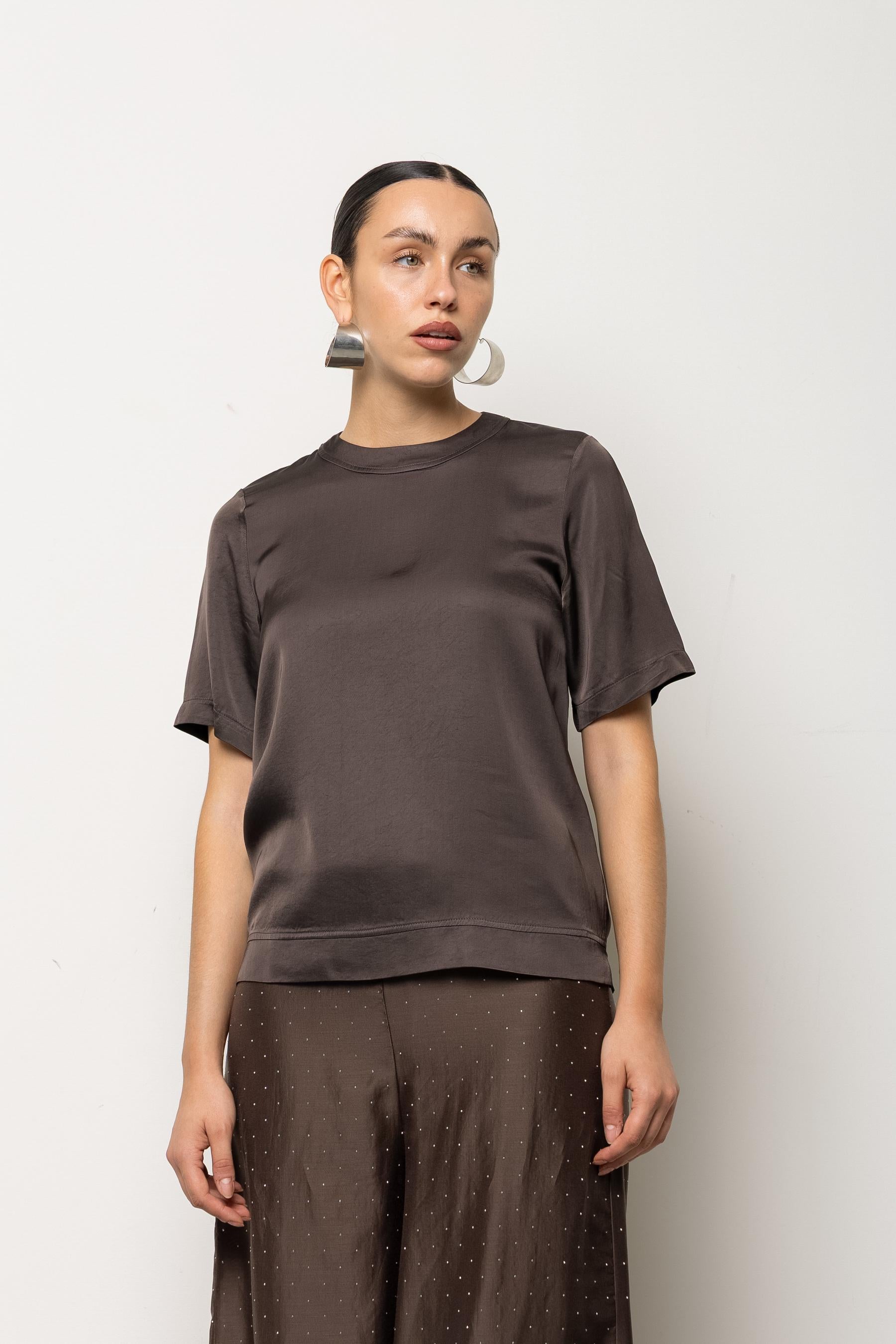 T-shirt girocollo in raso SPJAR004 6006 KAOS JEANS 