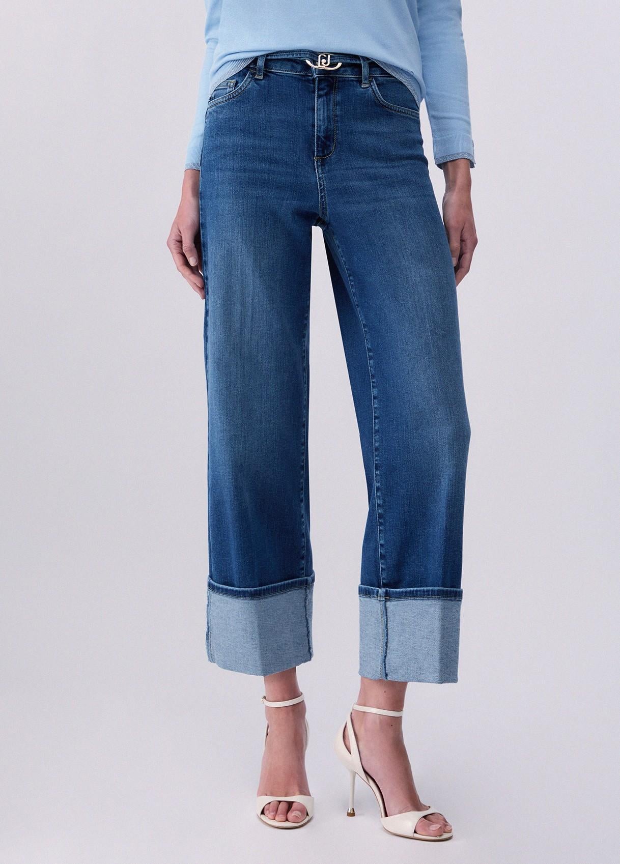 Jeans cropped con risvolto UA6161D0264 78899 LIU JO BLUE DENIM 