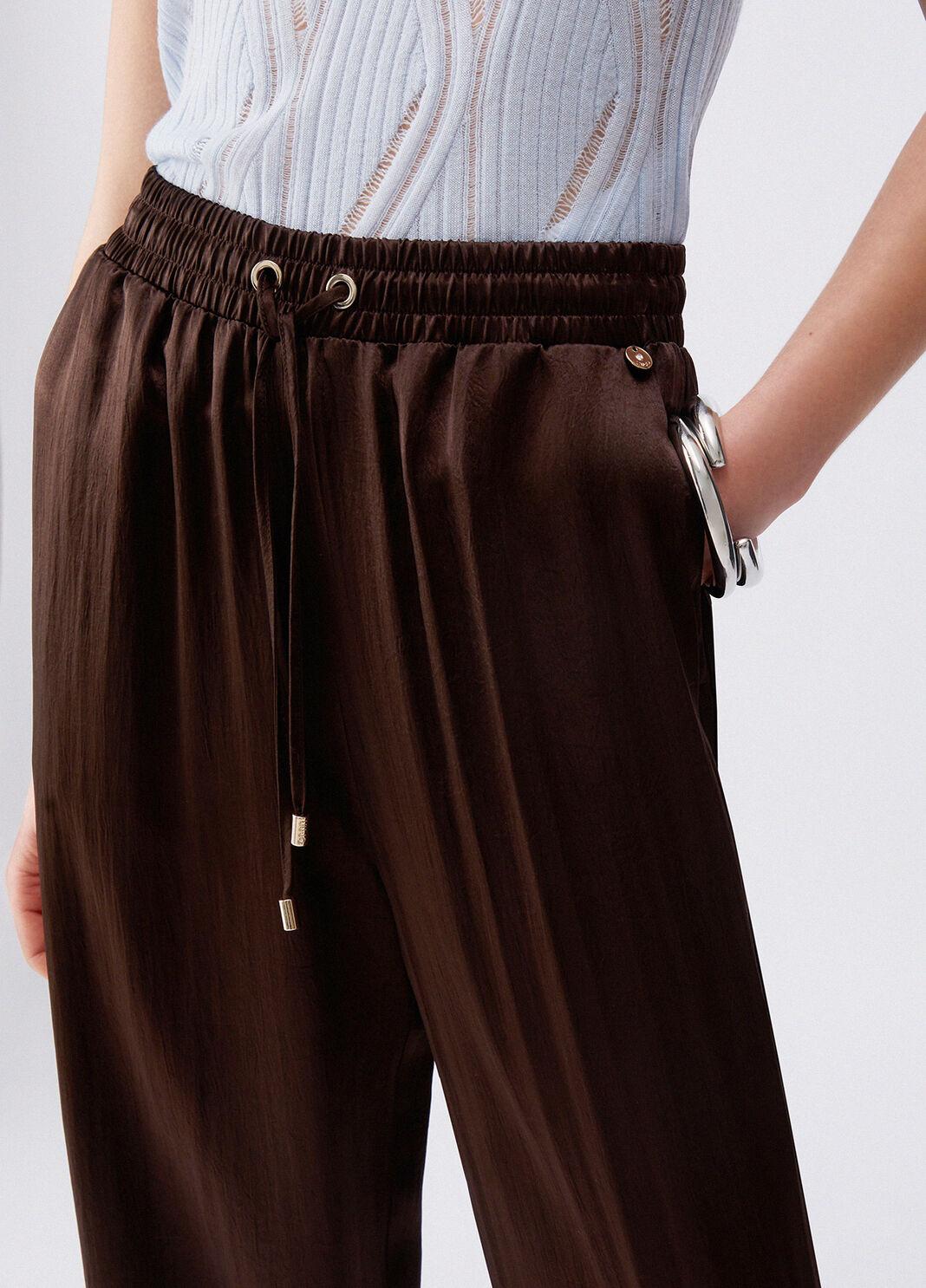 Pantaloni in raso con spacchetti CA6147T450A P9576 LIU JO BLACK 