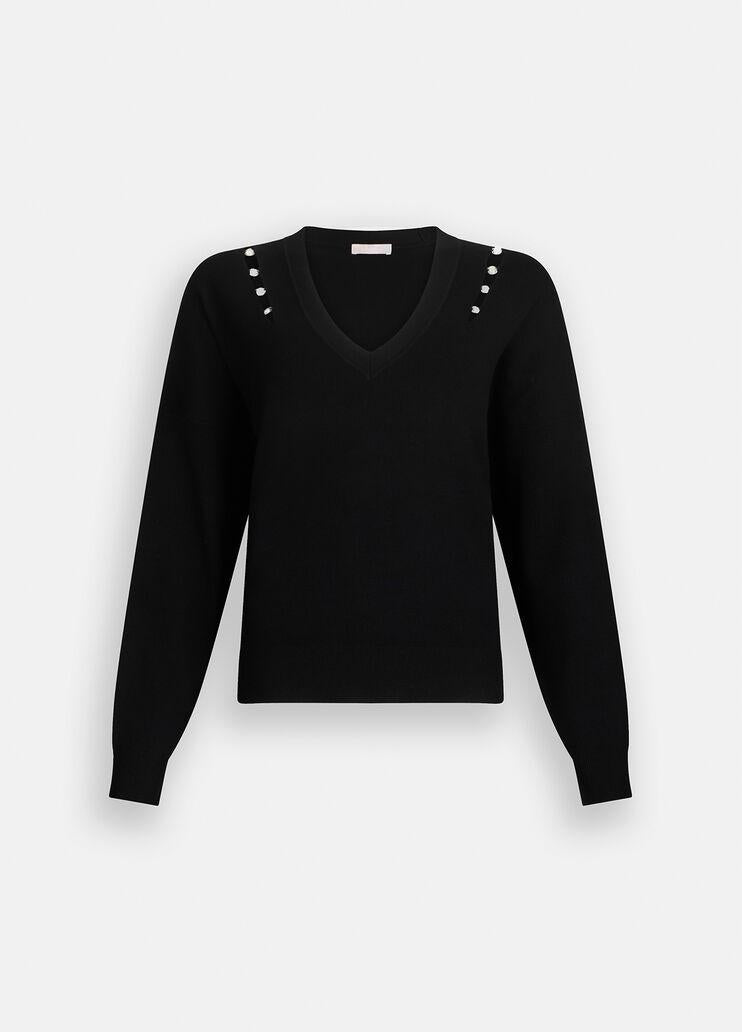 Maglia con castoni gioiello MF5037MS99E 22222 LIU JO WHITE2 