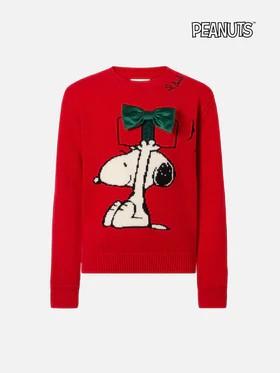 Girocollo Princess in misto cashmere con jacquard Snoopy con applicazione fiocco velluto PRC0001 02260I MC2 SAINT BARTH 
