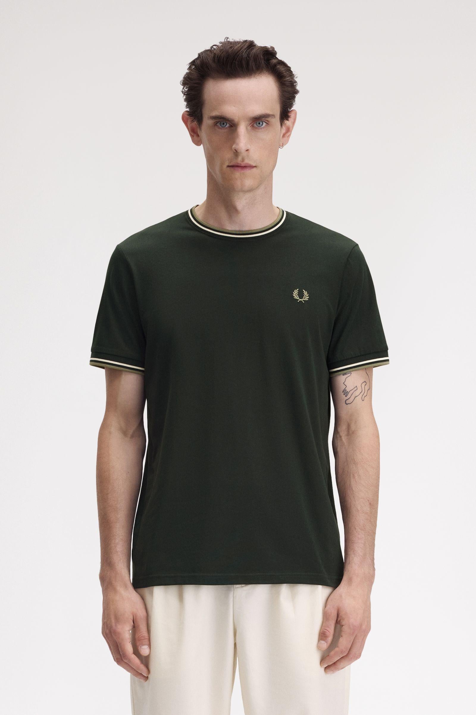 T-shirt con doppia riga M158854 Y65 FRED PERRY 