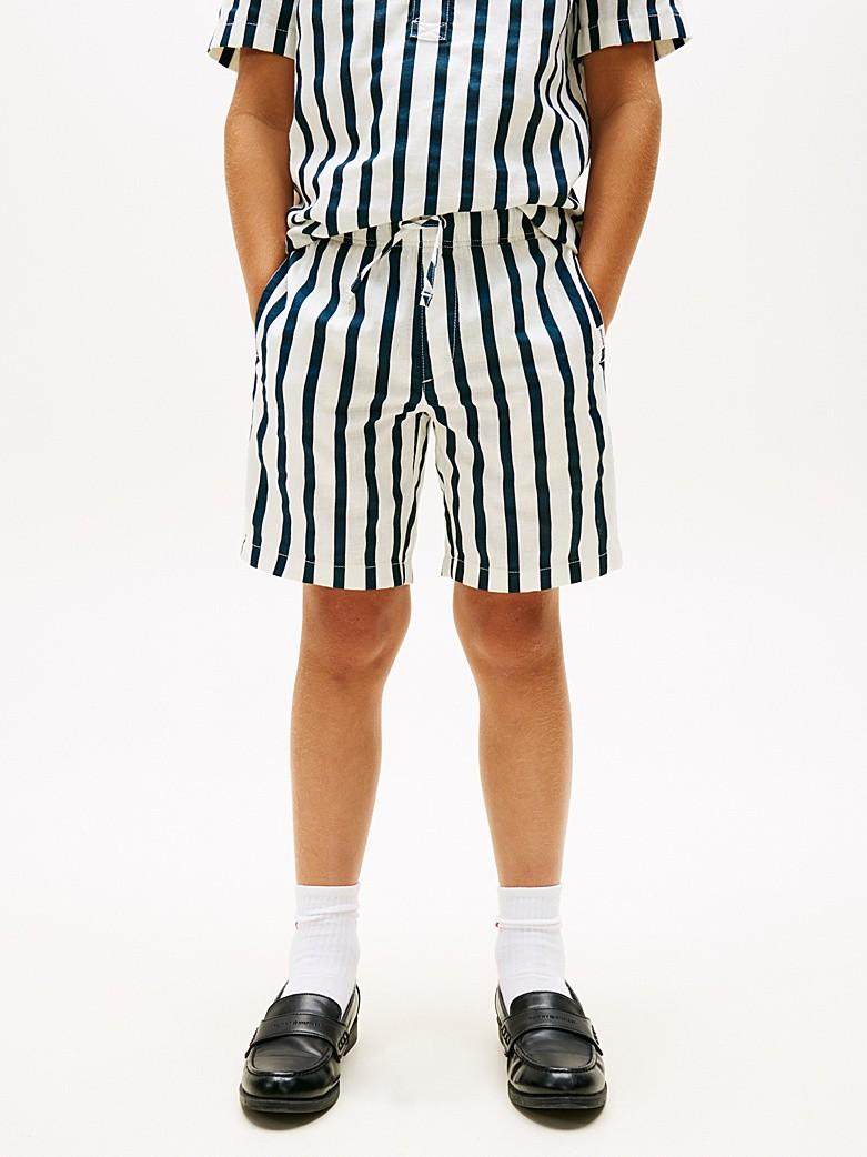 Shorts relaxed fit in misto lino a righe KB0KB10240T C1G TOMMY HILFIGER 