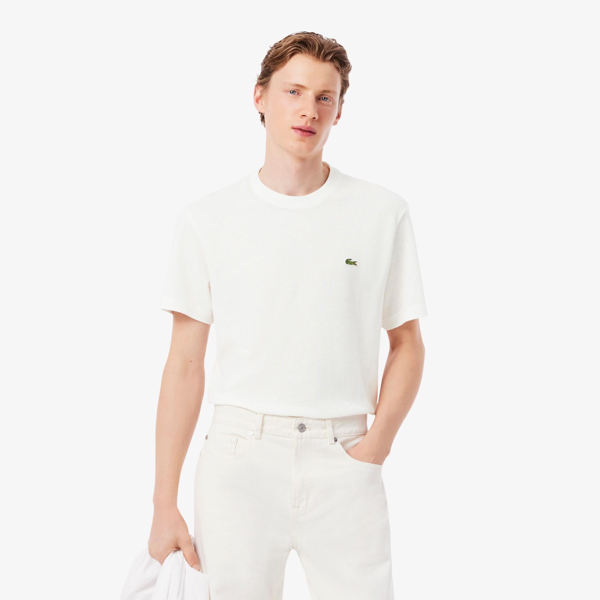 T-shirt in piqué pesante di cotone e lino TH0629 70V LACOSTE 