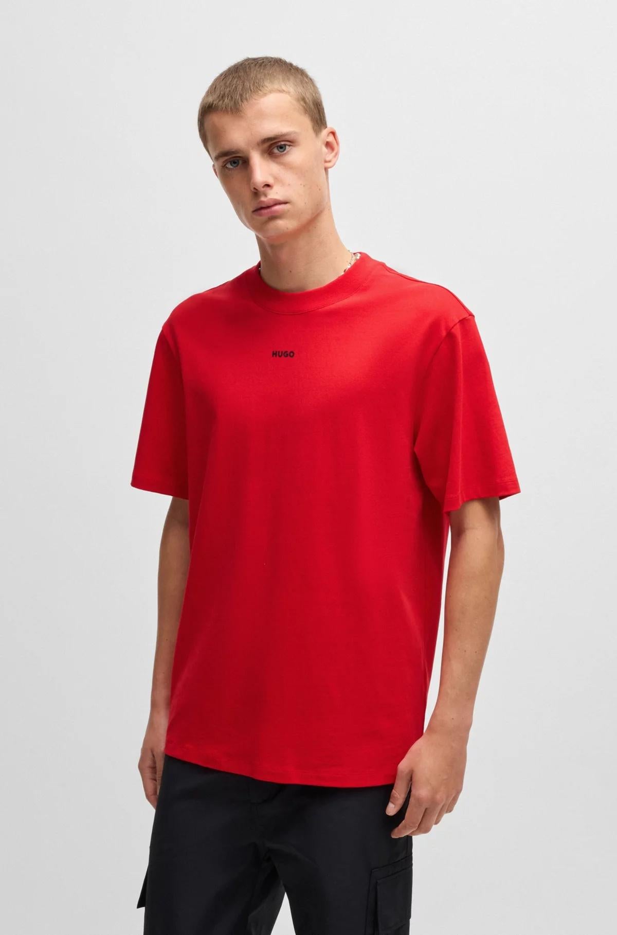 T-shirt relaxed fit in cotone con logo stampato 50488330 693 HUGO 
