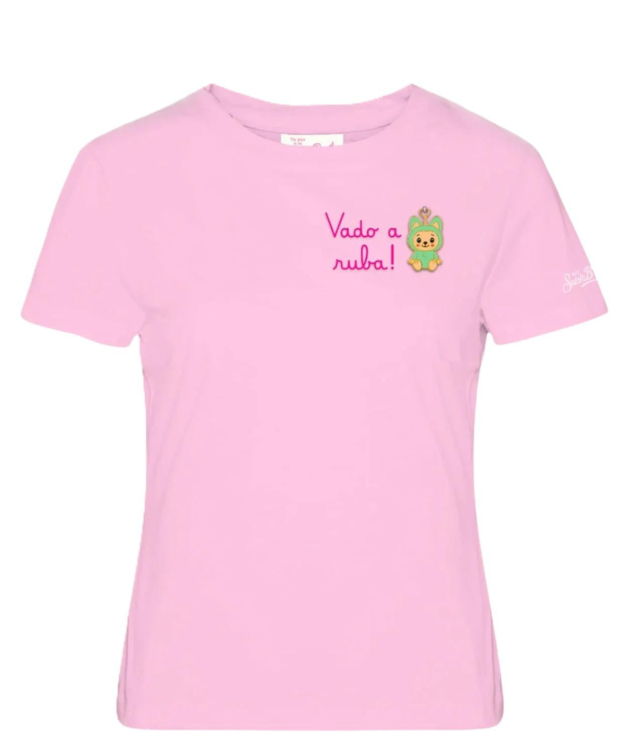 T-shirt rosa in cotone "Vado a ruba" EMI0001 09069L MC2 SAINT BARTH 