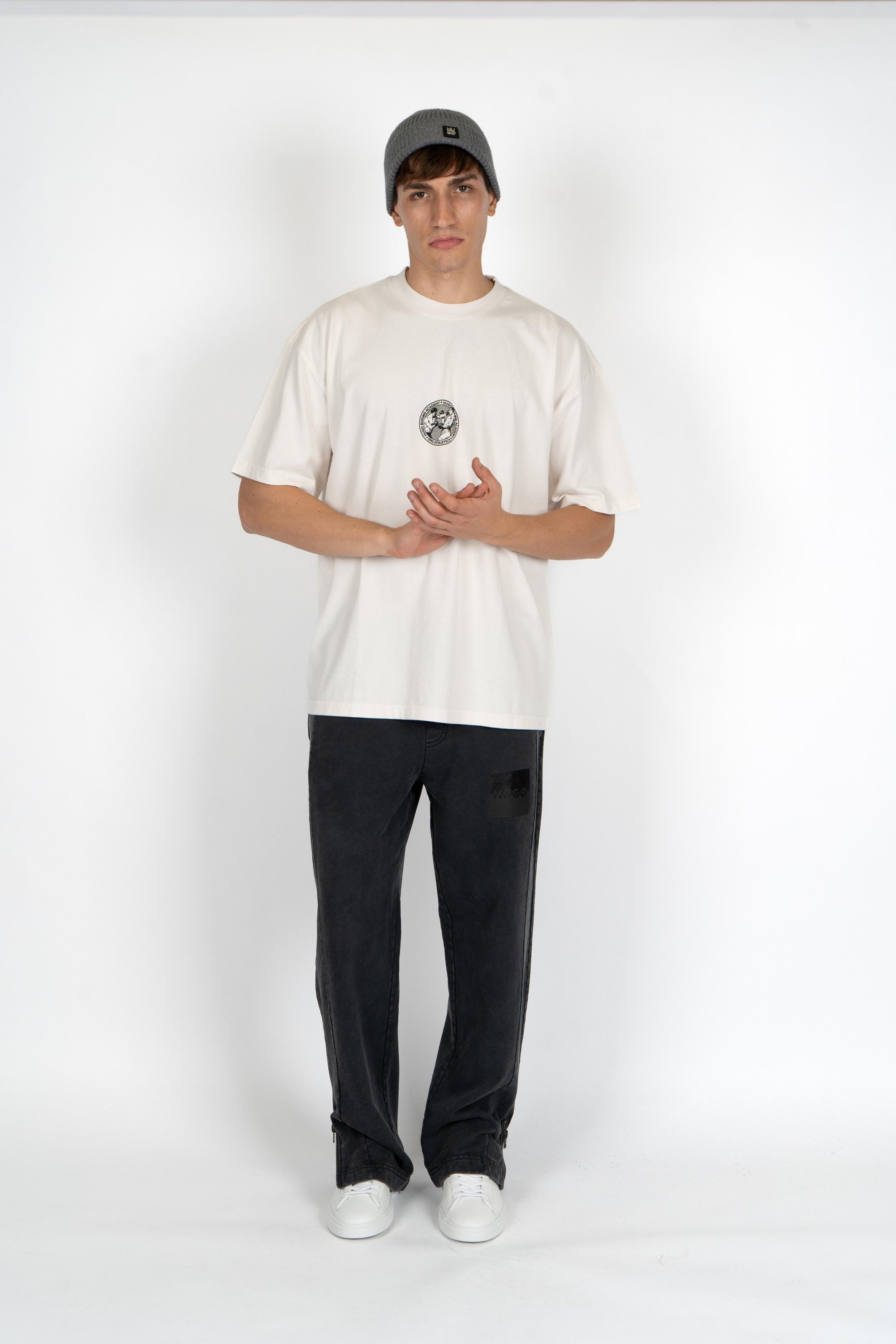 Maglietta in cotone con illustrazioni di boxe 50542366 102 HUGO 