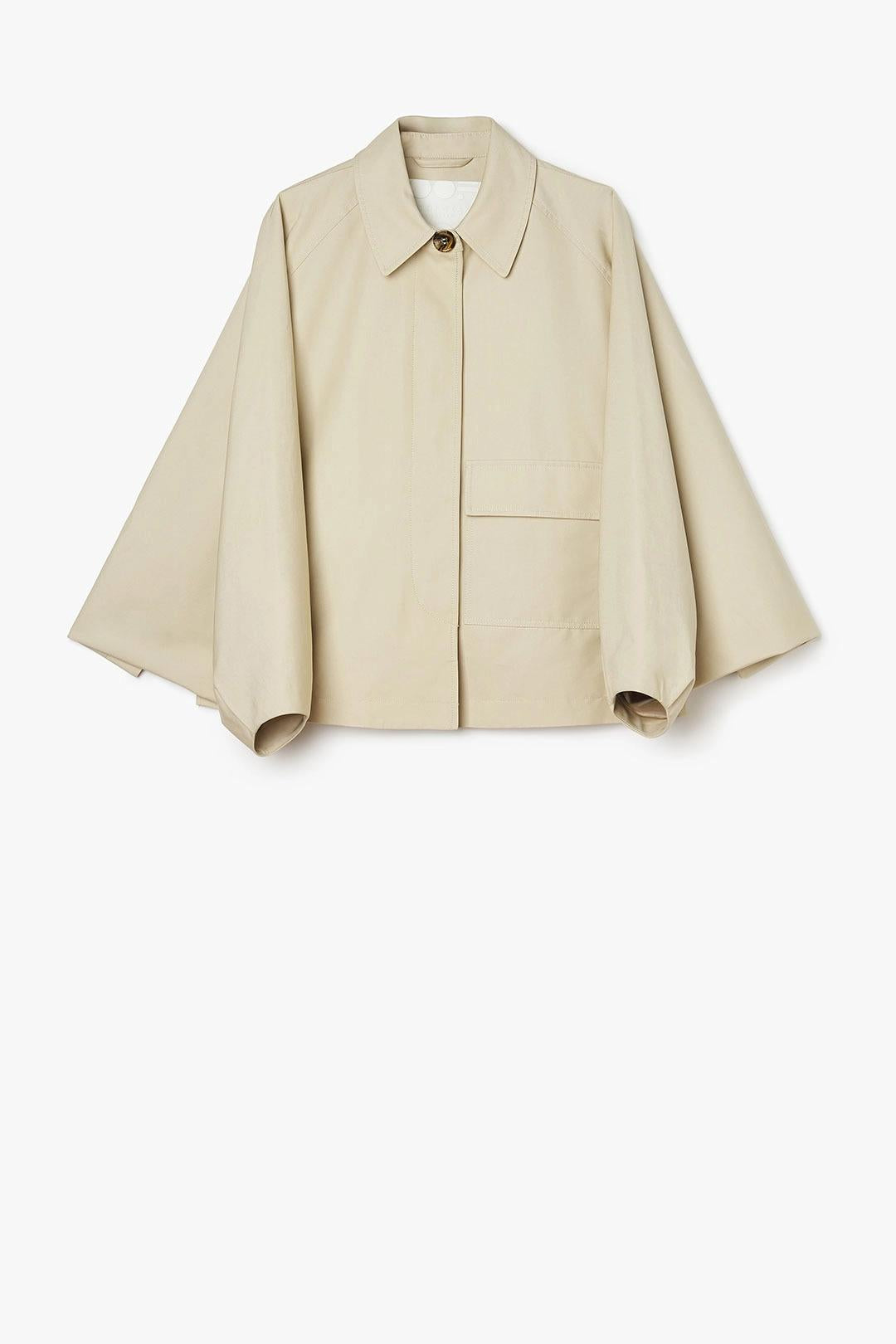 Trench modulare a cappa in Gabardina ricamata Cachi OFJA9284 0050 OOF WEAR 