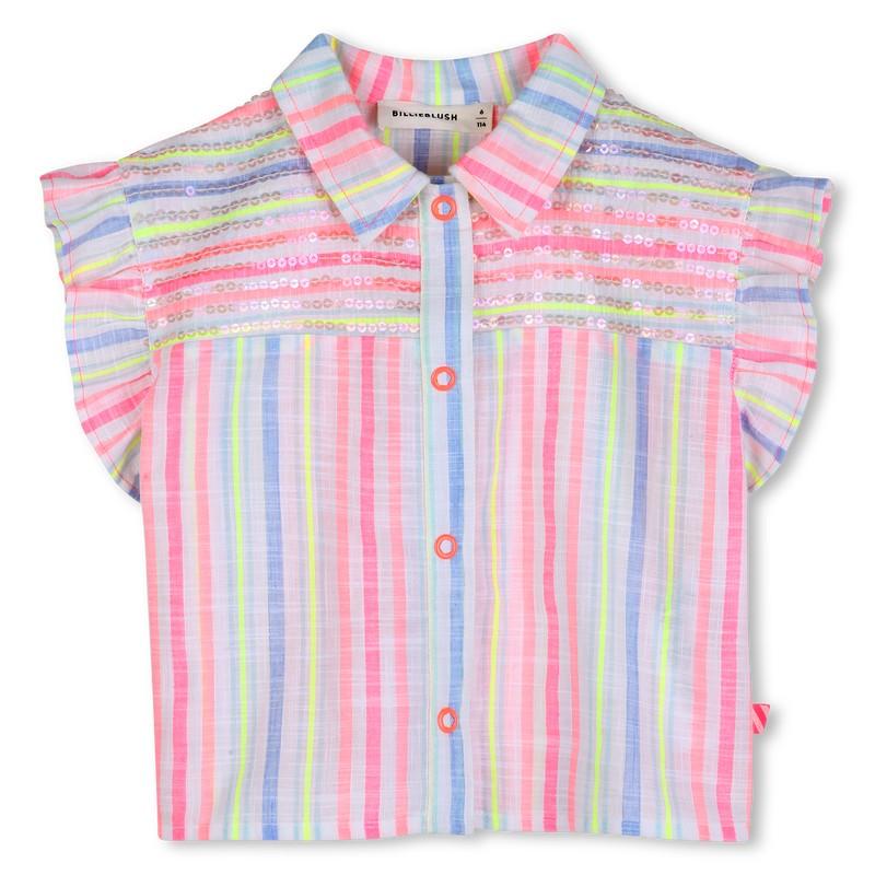 Striped Shirt With Ruffled Sleeves U22108 Z41 BILLIEBLUSH 